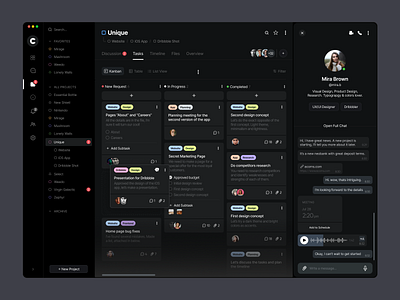 Team Management Dashboard Design analytics app design dark theme dashboard data design desktop flat kanban management minimal notion panel planner project management task tasks team ui ux