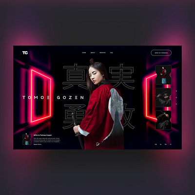 Tomoe Gozen Web Ui Design Concept design design inspiration graphic design illustration logo photography samurai ui ui design ux ux design web design