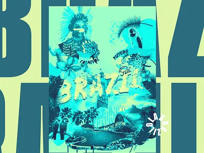 brazil brasil brazil cities city collage composition design postal stamp