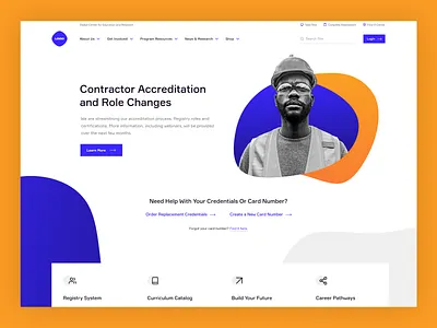Contractor Training Website blob construction contractor design gradient illustration interactive ui website