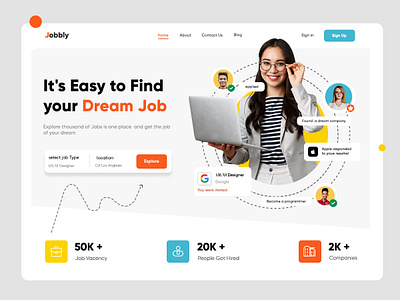 Find Dream Job Landing page animation branding education landing page graphic design illustration landing page ui ui ux vector