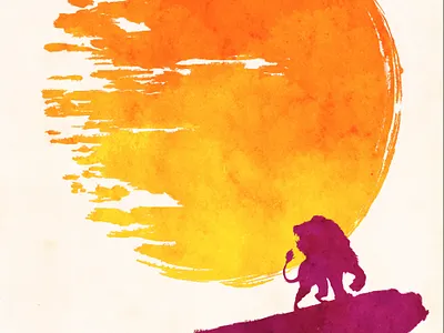 The Lion King 2019 beyonce disney donald glover film illustration jack c. gregory james earl jones lion mufasa nala poster scar simba sun watercolor