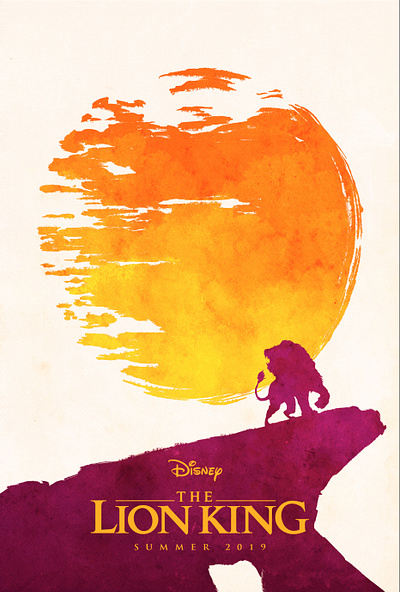 The Lion King 2019 beyonce disney donald glover film illustration jack c. gregory james earl jones lion mufasa nala poster scar simba sun watercolor