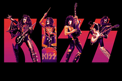 KISS ace frehley catman demon design detroit rock city gene simmons gibson illustration jack c. gregory kiss kiss army les paul love gun metal paul stanley peter criss poster spaceman starchild