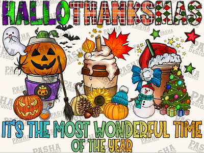 Hallothanksmas Coffee PNG, Coffee Clipart, Fall PNG 3d animation app branding design graphic design illustration logo ui vector