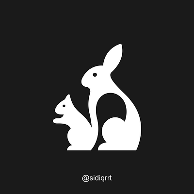 Rabbit And Squirrel design graphic design icon logo minimal typography vector