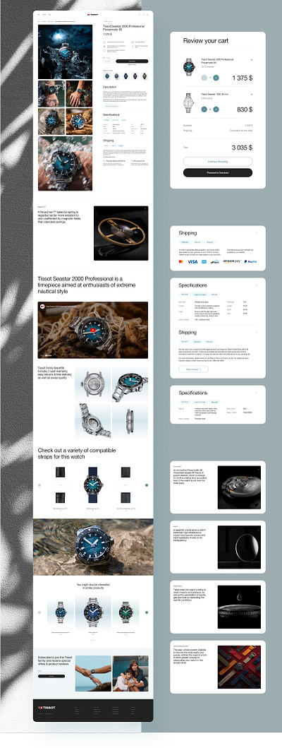 Product page concept: Tissot cart design e commerce product description product design product page slider tabs typography ui ux uxui
