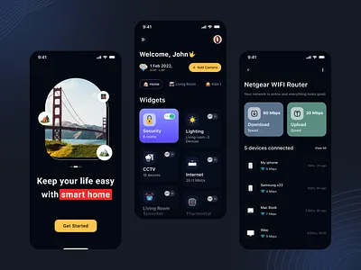 Smart Home App UI adobe xd android app design animation branding dark mode figma graphic design graphics design home screen illustration ios app design logo mobile app motion graphics smart home splash screen ui ui ux ux design vector