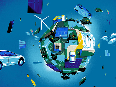 Green Planet conceptual digital ed tuckwell editorial folioart illustration sustainability technology