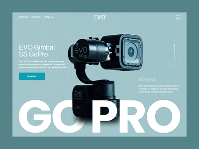 EVO Web Header. camera camera accessories ecommerce evo gopro homepage human centered design insta360 interaction design landing page lens minimal product design shop page ui uiux ux design web webdesign website