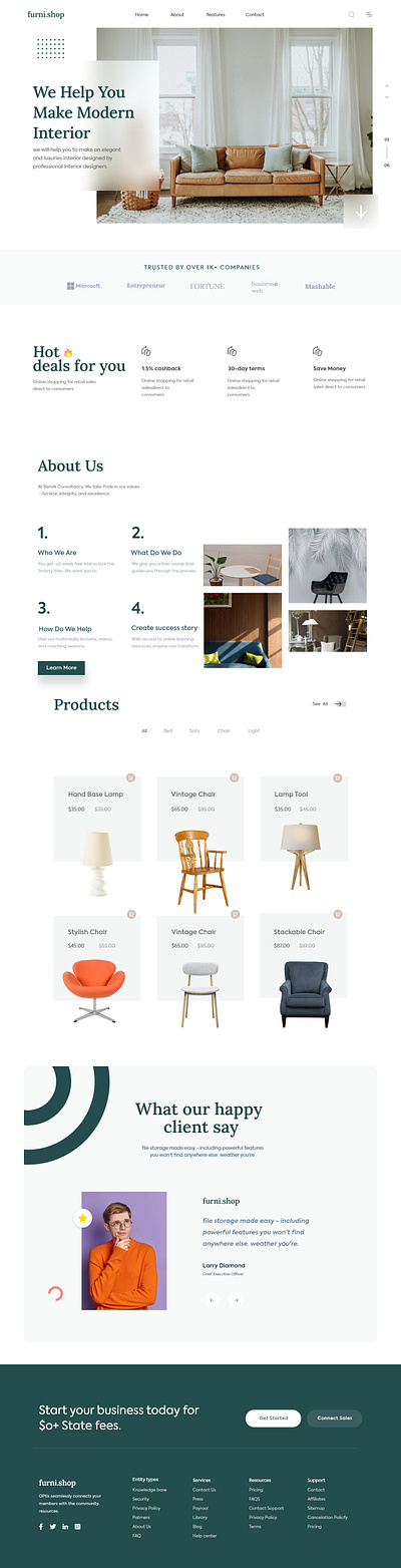 Furniture web ui education landing page graphic design ui theme ui ux web web application