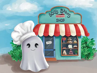 Boo’s bakery shop bakery illustration book illustrations character design childrens book illustrations cute illustration ghost illustration halloween illustration