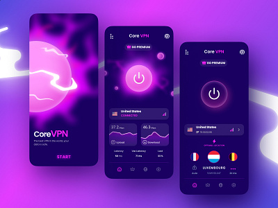 Core VPN app branding corevpn design graphic design icon illustration logo ui ux vector