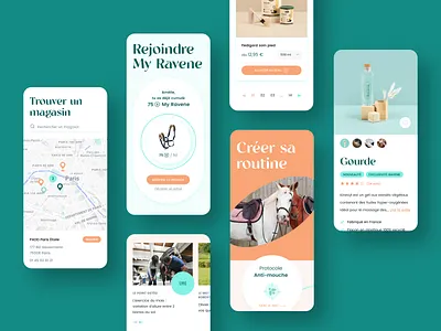 Laboratoire Ravene - Site mobile app ecommerce eshop green horse mobile phone product shop ui ux webapp