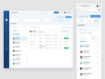 Fee Feature (Student Fees History) Design dashboard fee finance history product design web design