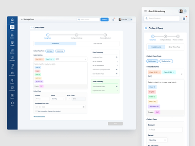 Fee Feature (Collect Fees) Design collect dashboard fees product design ui design