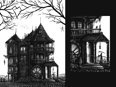 haunted manor characterdesign dark digitalart halloween haunted illustration illustrator manor procreate scary