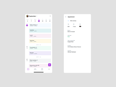 Mobile Calendar app design mobile product design typography ui ux
