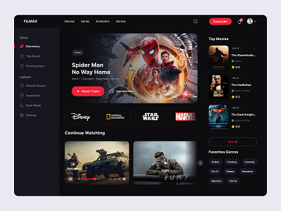 FilMAX | Movie/Film/Cinema/TV Template cinema cinematic creative dark dashboard dashboard design dashboard movie design film ix studio ixstudio minimal movie movie app netflix streaming tv tv series tv shows website design