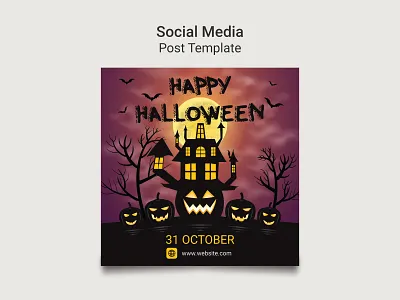 Happy Halloween Social media post template design. pumpkin