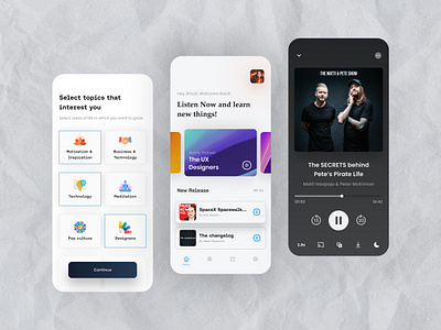 Flowcast — Podcast app UI 2022 app app design appdesign clean dribbble2022 inspiration ios live streaming logo mkbhd mobile mobile app mobile ui mobileapp music podcast podcast app ui uiinspiration