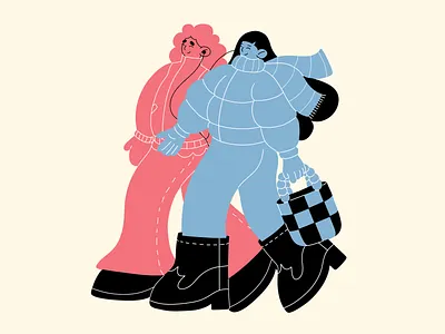 Autumn Walk 2d autumn flat friends illustration music people procreate walk walking