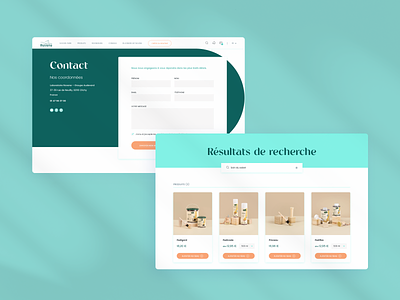 Laboratoire Ravene - Contact page & Search page contact contact page desktop green interface product search search page ui ux website