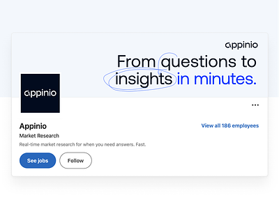 LinkedIn Header – From questions to insights in minutes. appinio banner brand design branding design fast flat design graphic design header insights linkedin logo questions scribbles visual design