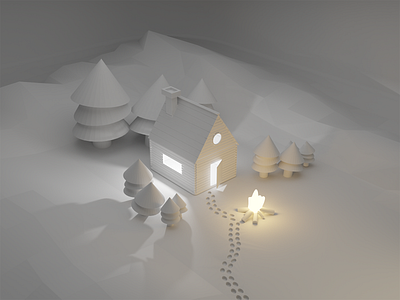 Hut in the snow 3d 3d illustration illustration