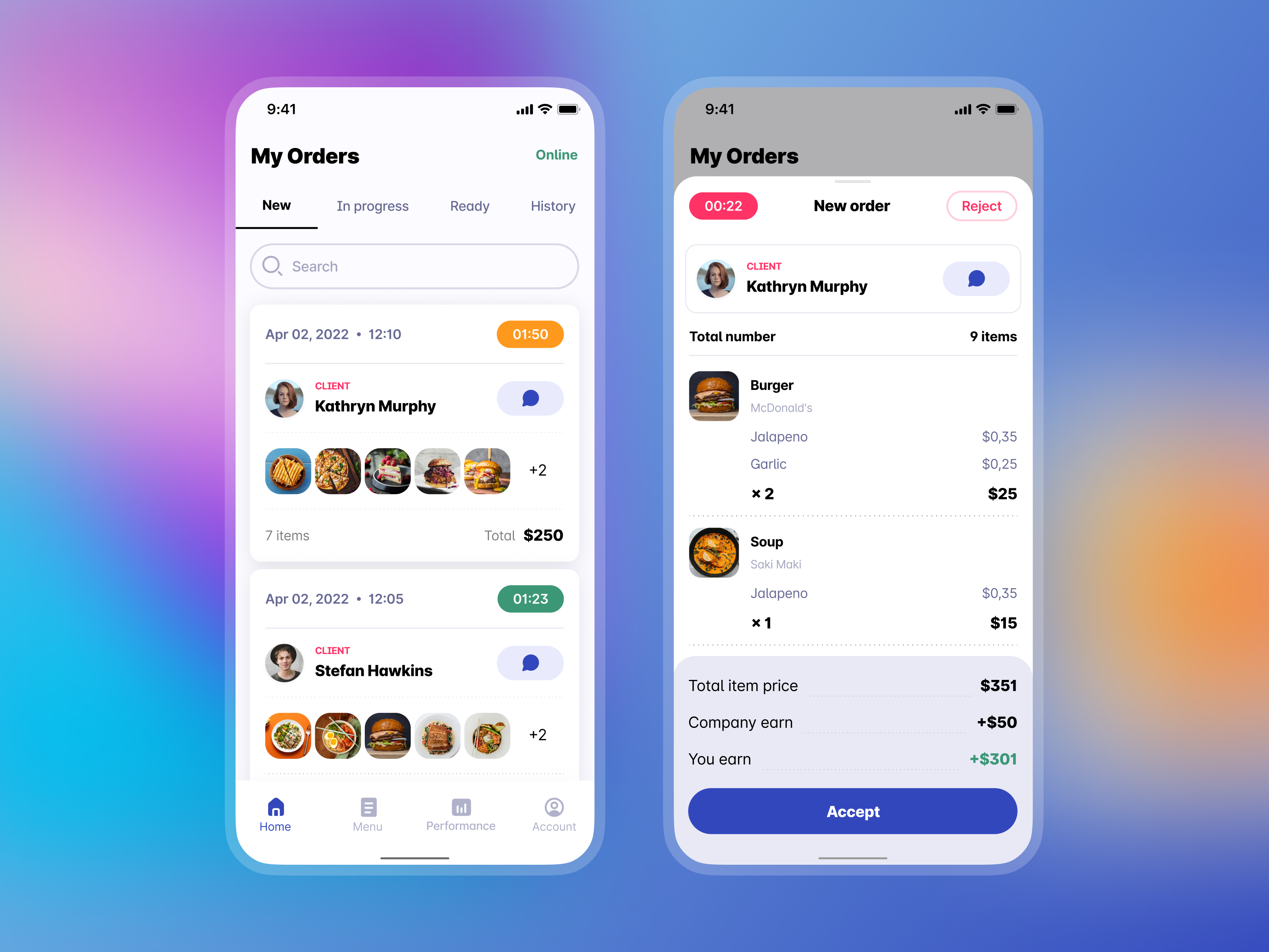 Example of Orders management app