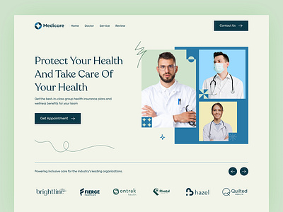 Medicare Health Landing page app appointment booking clinic consultant doctor health care healthcare healthcare landing healthy hero hospital medical landing medicine online doctor online healthcare patient ui website design