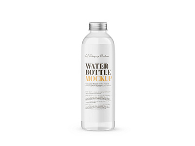 Glass Water Bottle With Editable Lid - PSD Mockup 3d blender 3d bottle drink editable glass gold healthy metallic lid mineral mockup package photoshop psd render silver smart object template visualization water