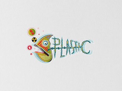 Plastic Pollution / T-shirt Design art bottle branding cup design fish hazard illustration letter logo plastic pollution tshirt typography vector water