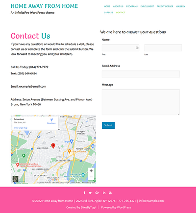 Childcare | Contact Page | Nfinite WordPress Theme web design wordpress wordpress template wordpress theme