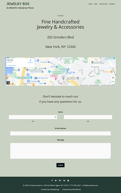 Jewelry Shop | Contact Page | Nfinite WordPress Theme web design wordpress wordpress template wordpress theme