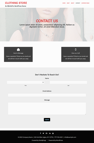 Clothing Store | Contact Page | Nfinite WordPress Theme web design wordpress wordpress template wordpress theme