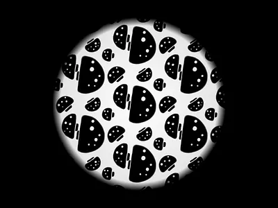 •131•Mushrooms• black and white circle mushrooms plant retro