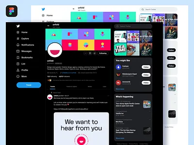 Twitter Mock-up Dark/Light Theme for Figma figma mock up twitter ui ux