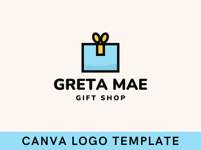 Premade Christmas Gift Box Canva Logo Template brand identity branding canva design gift logo illustration logo logo design modern logo template