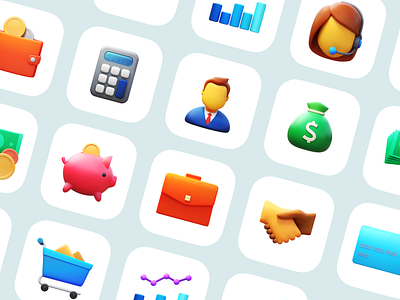 Business and finance 3D icons 3d 3d icons 3d illustrations business e-commerce emoji finance finance app graphic design illustration ui