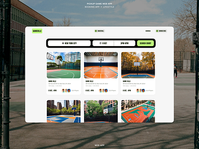 Pick Up Game Booking Web App app design basketball booking minimalist modern product design sports ui uidesign uiux userinterface ux website