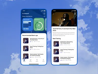 VocalWarm - Vocal Practice App | Home page & Practice 🎤 app design mobile popular product design training trending ui ui design uiux ux ux design vocal warmup