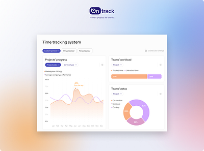 OnTrack - Time tracking system calendar dashboard hours management invoices productivity project project management reports system task manager time management time tracker timer tracker ux desing