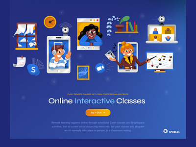 Educational vector illustration & UI design 2d adobe illustrator affinity designer cartoon cartoonish characters classes courses education figma flat illustration learning online texturized ui vector web design zoom