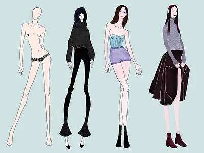 Fashion poses & concept art branding conception design digital illustration fashion design flat france graphic design illustration pose reference unique art vector