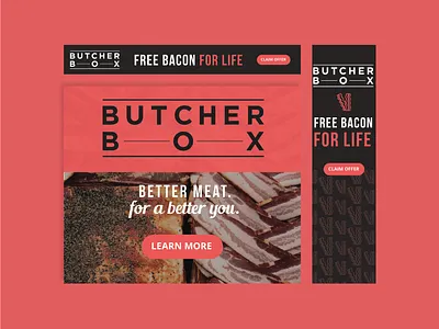 Banner Ads / Butcher Box ads banner ads branding butcher ecommerce ads logo matte black pink salmon ui user interface