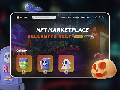 Lending page NFT Marketplace for Halloween 3d animation branding crypto design figma graphic design halloween horror illustration lending motion graphics nft ui website