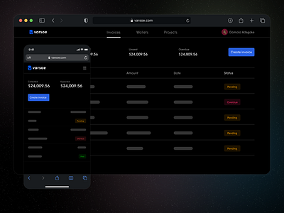 Varsoe - Website Assets adobexd dashboard design invoice ui uiux ux