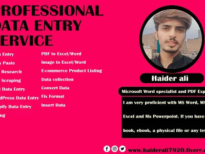 Microsoft Word specialist and PDF Expert branding data entry excel graphic design typing word
