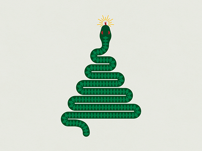 Merry Hissmas christmas christmas tree design holiday illustration snake vector
